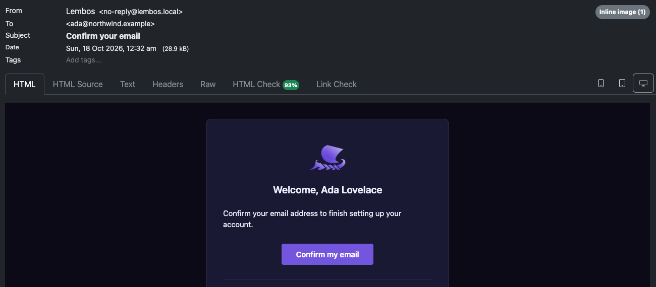 The invitation email to ada@northwind.example, welcoming Ada Lovelace, with a button to confirm her email.