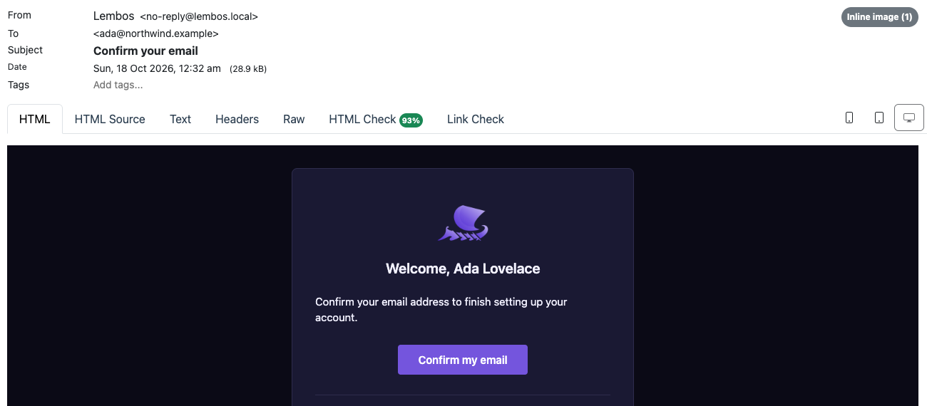 The invitation email to ada@northwind.example, welcoming Ada Lovelace, with a button to confirm her email.